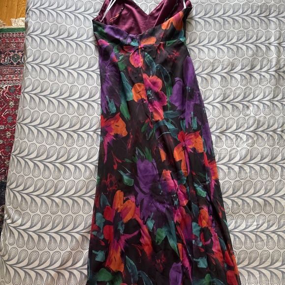 Lulus Beautiful Entrance Multi Floral Print Twist Front Midi Dress Black - Picture 3 of 4